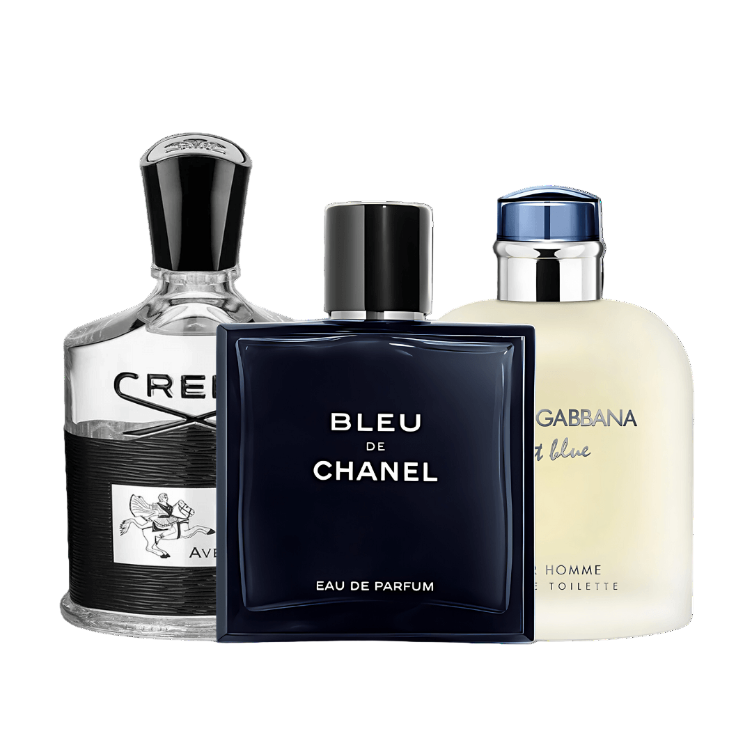 Conjunto de 3 perfumes Bleu de Chanel, Creed Aventus, Light Blue Dolce Gabbana 100ml