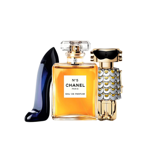 Combo de 3 Perfumes Carolina Herrera GOOD GIRL, Chanel Nº5 e Paco Rabanne FAME - Madrid Perfumes