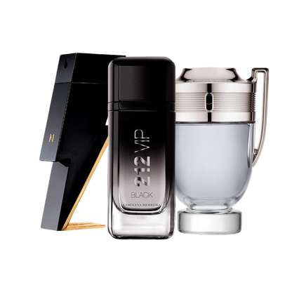 Combo 3 perfumes Carolina Herrera BAD BOY, Carolina Herrera 212 VIP BLACK e Paco Rabanne INVICTUS 100ml - Madrid Perfumes