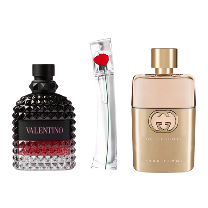 Conjunto de 3 perfumes 3 Gucci Guilt, Valentini Intense, Flower Kenzo 100ml